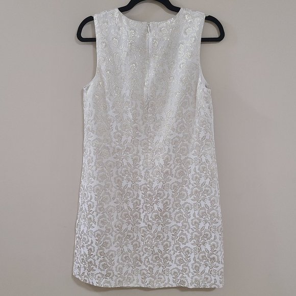 NWT The Limited Metallic Gold & Cream Brocade Sleeveless Shift Dress - Picture 2 of 6